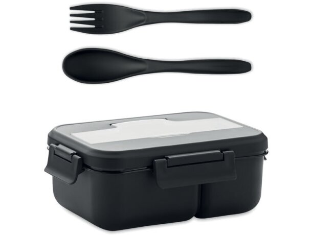 Fiambrera Makan personalizados dos pisos con cubiertos 1000 ml Blanco detalle 7