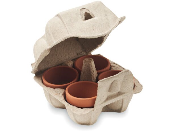 Ser de macetas 4 piezas de terracota Cress Beige detalle 2
