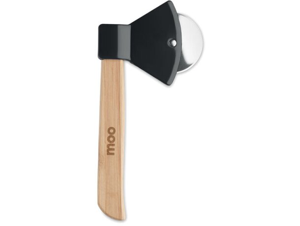 Cortador de pizza de madera forma de hacha Negro detalle 3