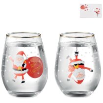 Vasos cristal 330ml decoración navideña dorada