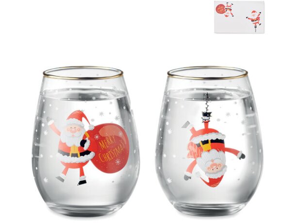 Vasos de cristal personalizados Noel 330 ml decoración navideña Blanco detalle 5