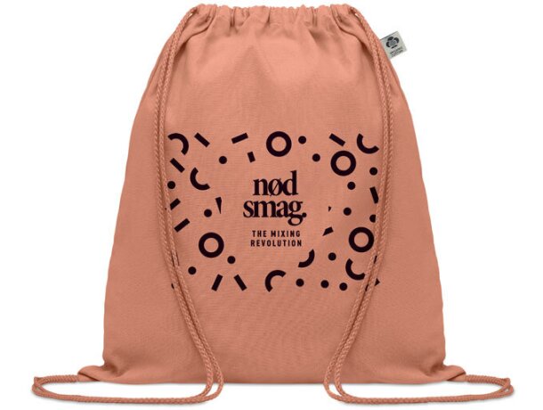 Mochila saco personalizada algodón orgánico Yuki Colour Naranja detalle 15