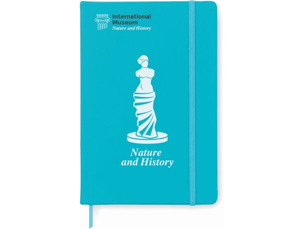 Cuaderno tamaño A6 con hojas azul claro nature and history international museum