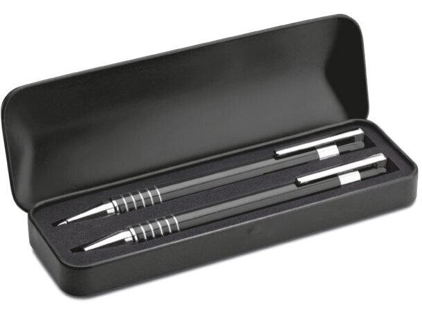 Set de bolígrafos en estuche azul Negro detalle 3