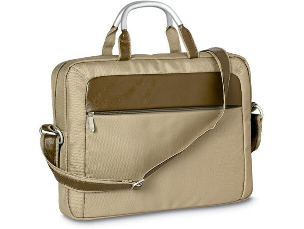 Bolsa para portátil con asas de metal grabado beige Bolsa para portátil con asas de metal grabado beige