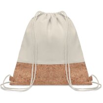 Mochila tipo saco personalizada algodón 160g base corcho natural negro beige