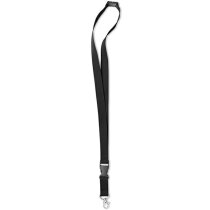 Lanyard con mosquetón metálico con logo negra Lanyard con mosquetón metálico con logo negra
