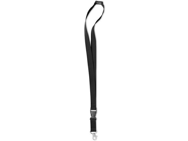 Lanyard personalizado con mosquetón metálico negra