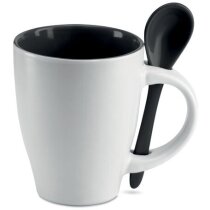 Taza publicitaria cerámica Dual 250ml bicolor cuchara magnética
