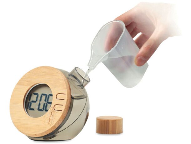 Reloj LCD de bambú por agua Droppy Lux Gris transparente detalle 4