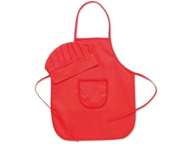 Set infantil de gorro y delantal personalizado rojo Set infantil de gorro y delantal personalizado rojo