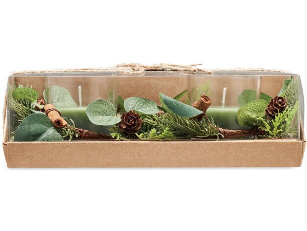 Set 2 porta velas de Navidad Moss Verde detalle 1
