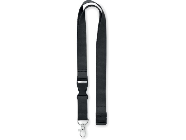 Lanyard con mosquetón 20mm Lannycot Negro detalle 1