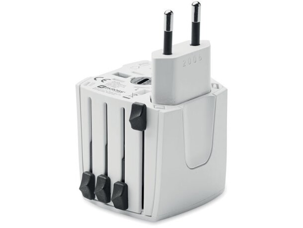 Adaptador de viaje universal seguro de abs Muv Micro Blanco detalle 1