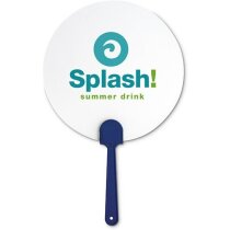 Abanico plegable Paypay translúcido con mango azul