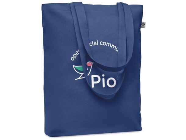 Bolsa de algodón asas largas orgánico 270 g/m2 Coco Azul detalle 3