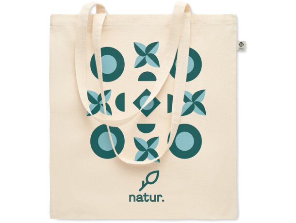 Bolsa ecológica asas largas de algodón orgánico Nuoro Beige detalle 4