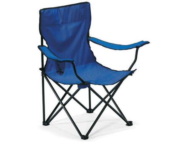 Silla plegable de camping y playa azul