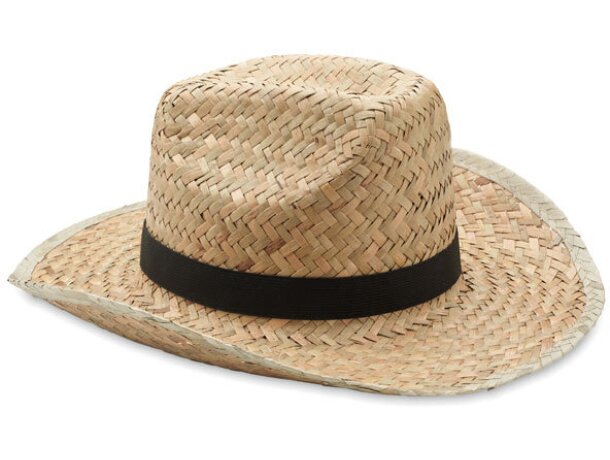 Sombrero Texas de paja trenzada con banda estilo western vaquero Beige detalle 4