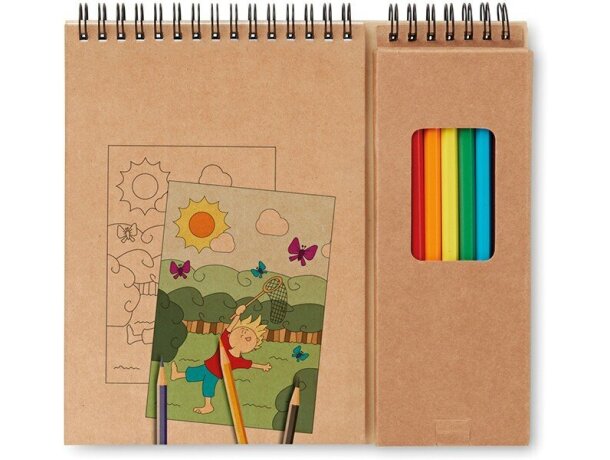 Set de cuaderno y lápices personalizado beige