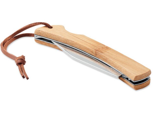 Cuchillo plegable de bambú Mansan Madera detalle 5