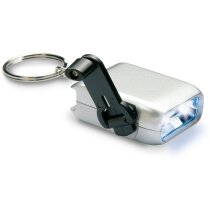 Llavero con mini linterna de dinamo personalizado plateado Llavero con mini linterna de dinamo personalizado plateado