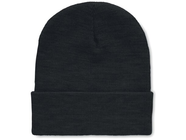 Gorros de lana en poliéster elástico rPET con puño enrollad Azul detalle 6