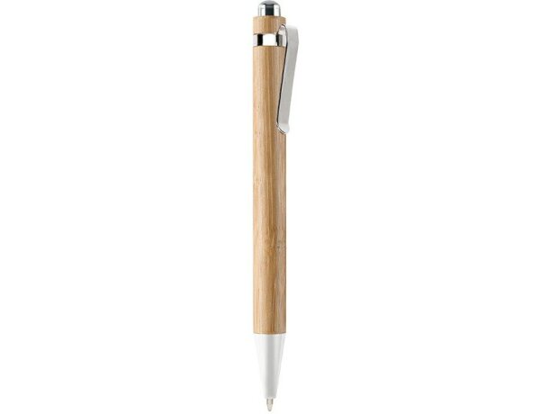 Bolígrafo automático de bambú con clip madera