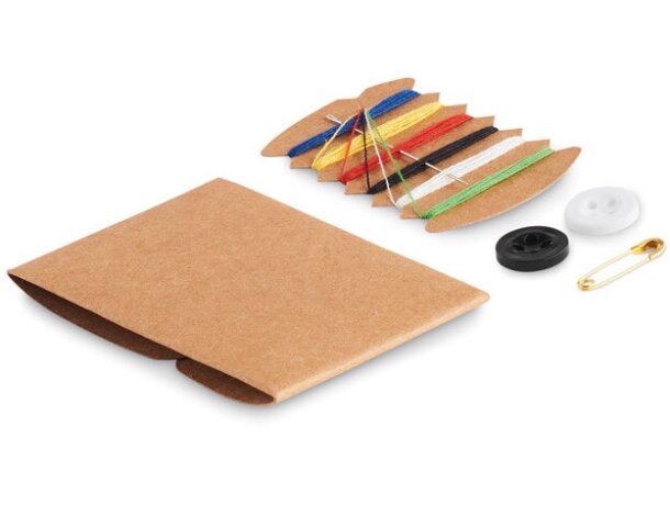 Kit de costura compacto en caja de papel kraft Beige detalle 3