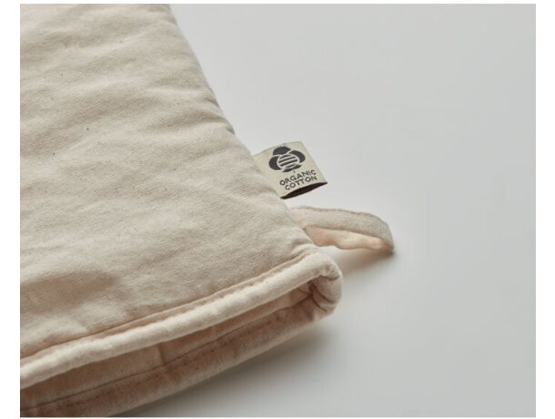 Manopla de cocina con asa para colgar 100% algodón orgánico Nevon Beige detalle 11