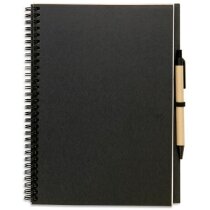 Libreta de cartón reciclado A4 con bolígrafo personalizada negra Libreta de cartón reciclado A4 con bolígrafo personalizada negra