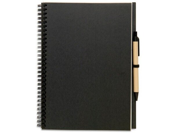 Libreta de cartón reciclado A4 con bolígrafo personalizada negra Libreta de cartón reciclado A4 con bolígrafo personalizada negra