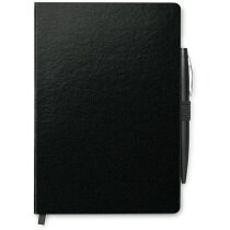 Cuaderno A6 tapa rígida negra con bolígrafo