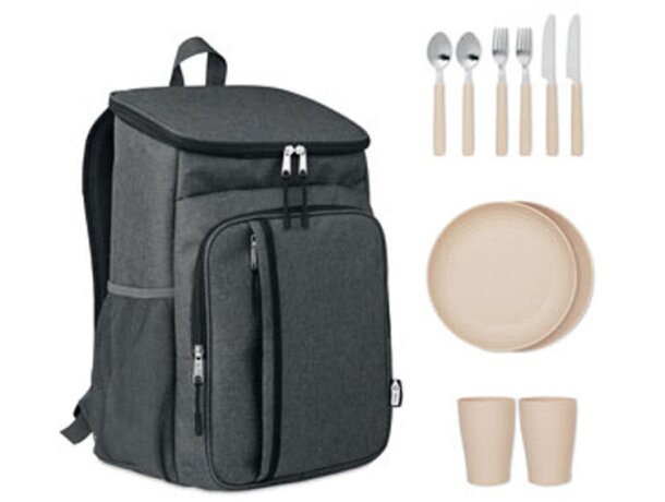 Mochila picnic Montecool RPET con cubiertos sublimados para 2 Azul detalle 11