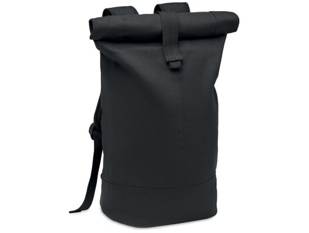 Mochila Zurich Roll canvas lavado con forro RPET para deporte Negro detalle 3