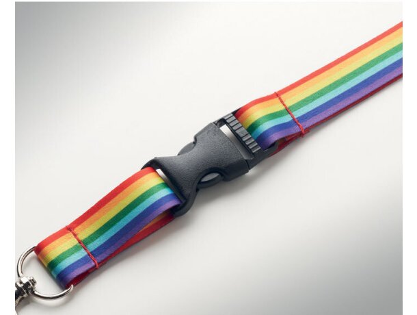 Lanyard RPET rainbow Bowyard Plata detalle 2