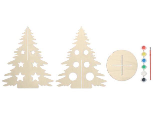 Adorno de navidad para colorear con acuarelas Tree And Paint Madera detalle 2