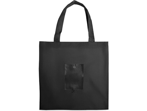 Bolsa plegable con cierre de botón personalizada negra Bolsa plegable con cierre de botón personalizada negra