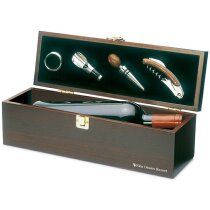 Set de vino 4 piezas con caja botellero barato madera Set de vino 4 piezas con caja botellero barato madera
