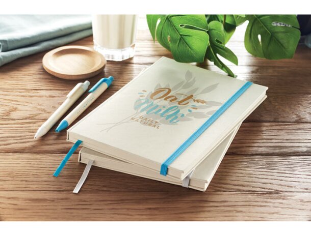 Libreta ecológica personalizada Mito Note tapa dura cartón reciclado Azul claro detalle 14