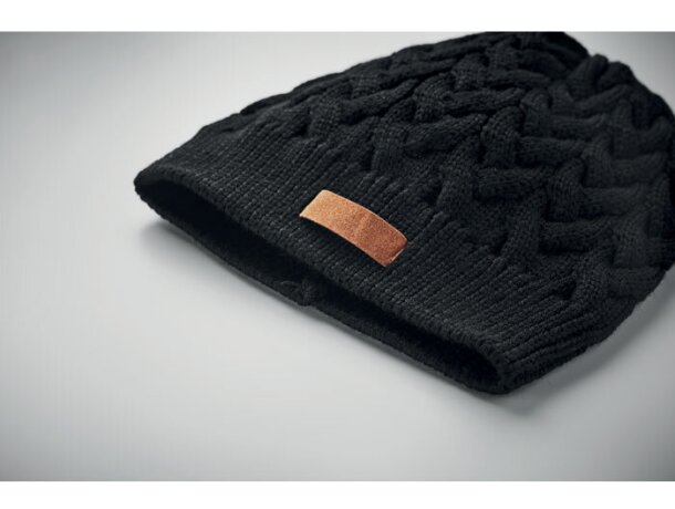 Gorros de invierno rPET Katmai Negro detalle 2