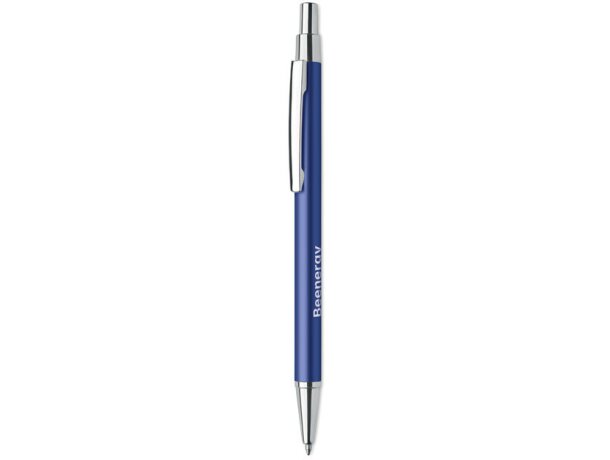 Bolígrafo con nombre con pulsador aluminio reciclado tinta azul Dana Azul real detalle 16