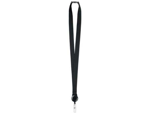 Lanyard de poliéster Zip Lanyard Negro detalle 1