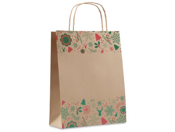 Bolsas de papel personalizadas BAO Small 90 g/m² beige navideña Beige detalle 4