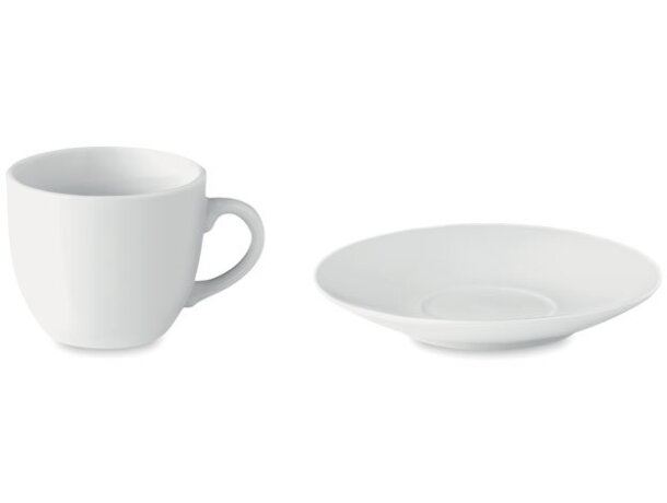 Taza Y Plato Cerámica Café Blanco detalle 1