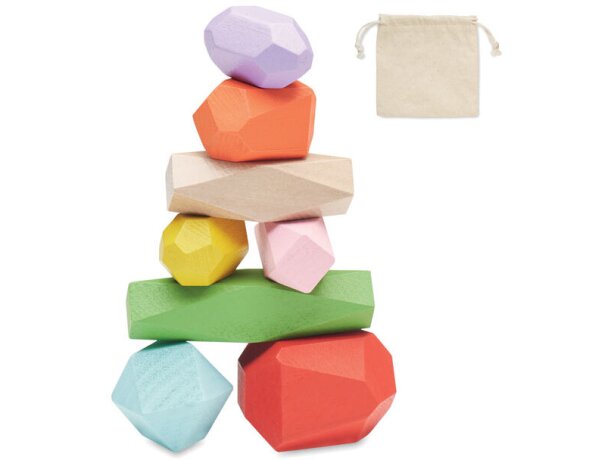 Juego de habilidad de rocas de madera de colores variados Beige detalle 5