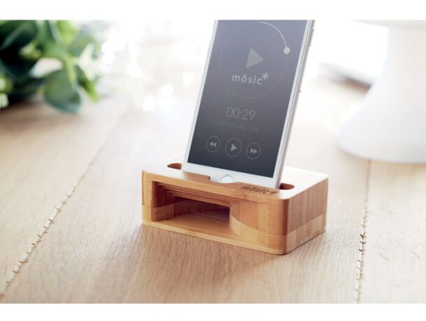 Soporte para smartphone Caracol Madera detalle 4