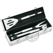 Set barbacoa 3 utensilios acero en maletín