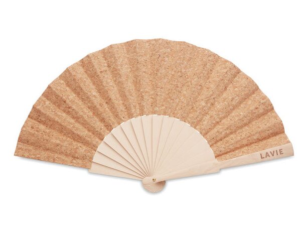 Abanicos de madera ecológicocon tela de corcho Fanny Cork Beige detalle 1