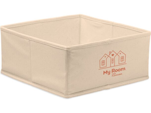 Caja plegable de algodón con bolsa de cierre de cuerdas Beige detalle 5